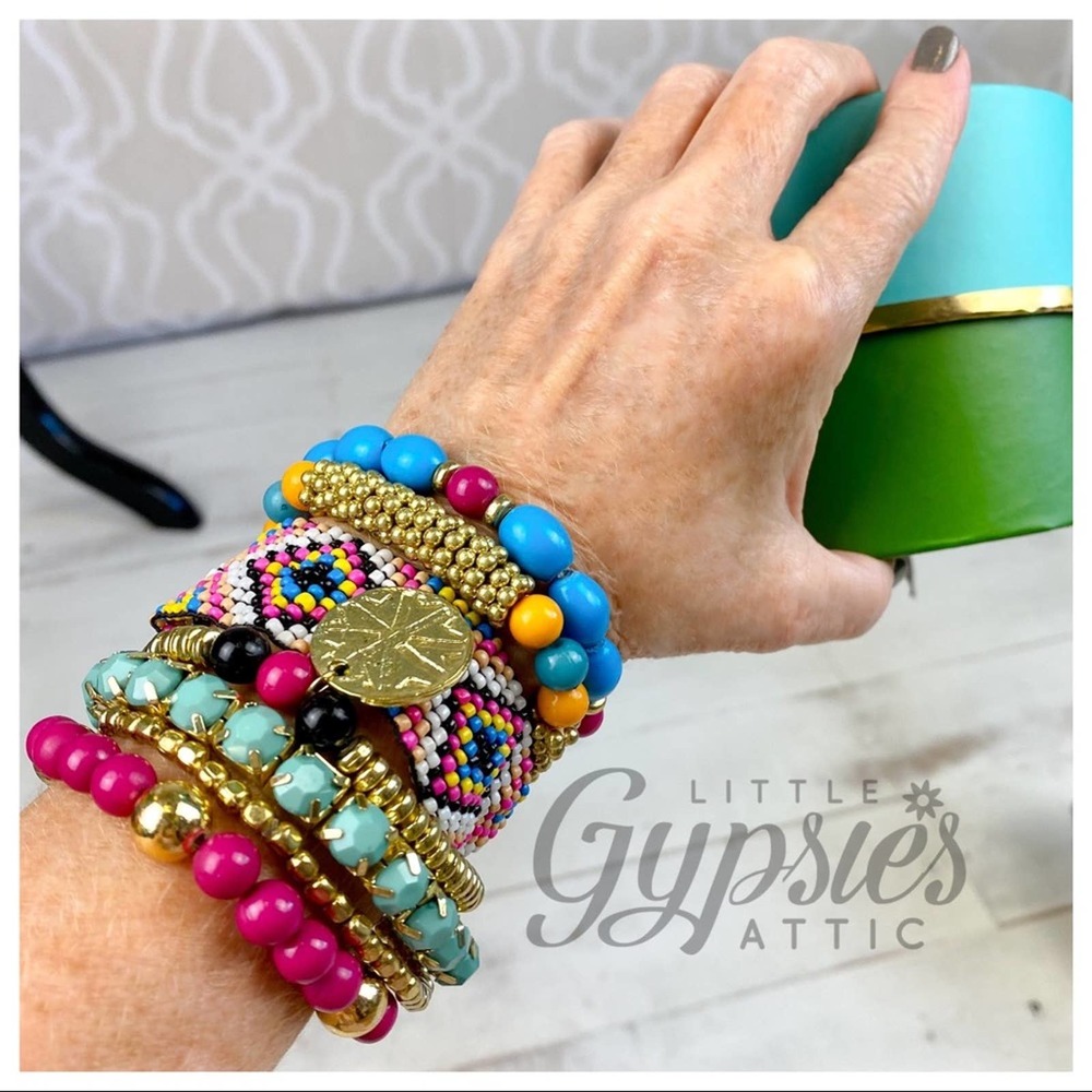 Seven Layer Stacked Beaded Bracelets - Picture 2 of 9